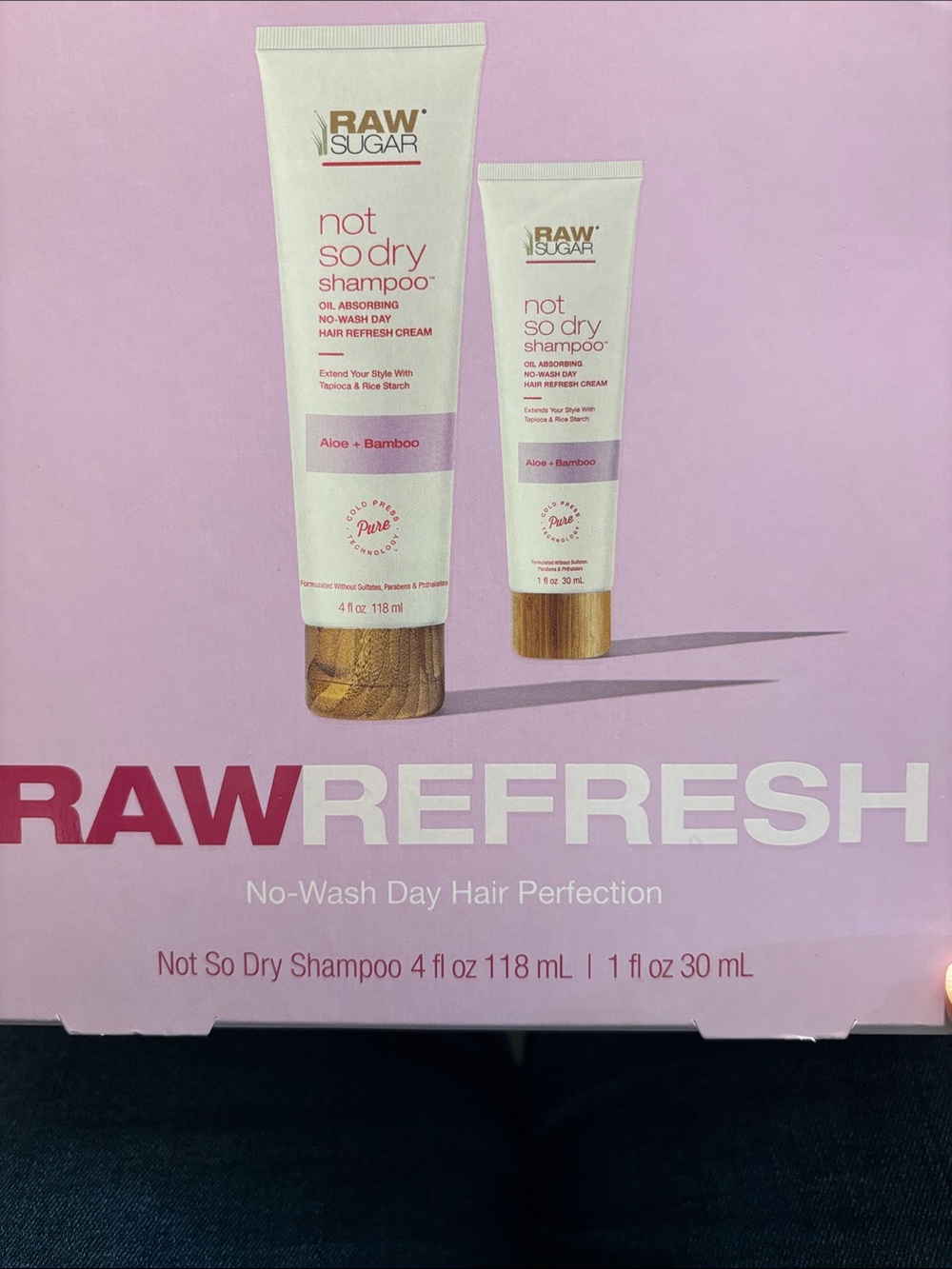 Raw Sugar Not So Dry Shampoo — White & Pink Tube